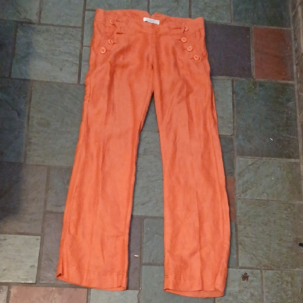 GUC Forme Jeans Orange Wide-Leg Pants Button Drop Front Size S